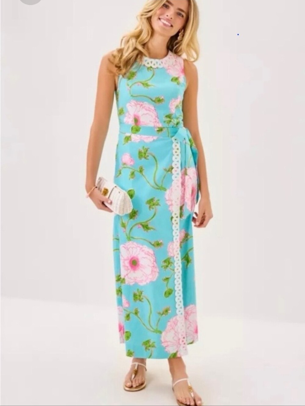 Lilly Pulitzer Fresia Stretch Maxi Dress in Fresh Water Blue Bursting Bloom